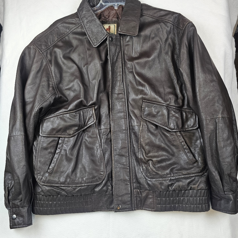 Vtg Lambskin Leather‎ Bomber Jacket Quilted Brown Grunge Top Gun Style Classic